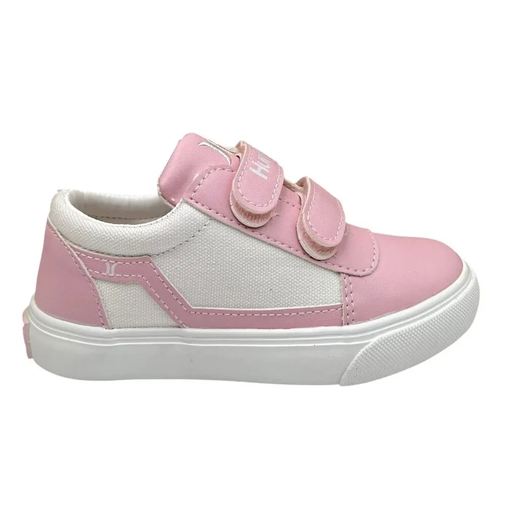 Hurley Toddler Girls Slip-on Canvas Sneakers Size 9-10 Pink-White Casual Comfort